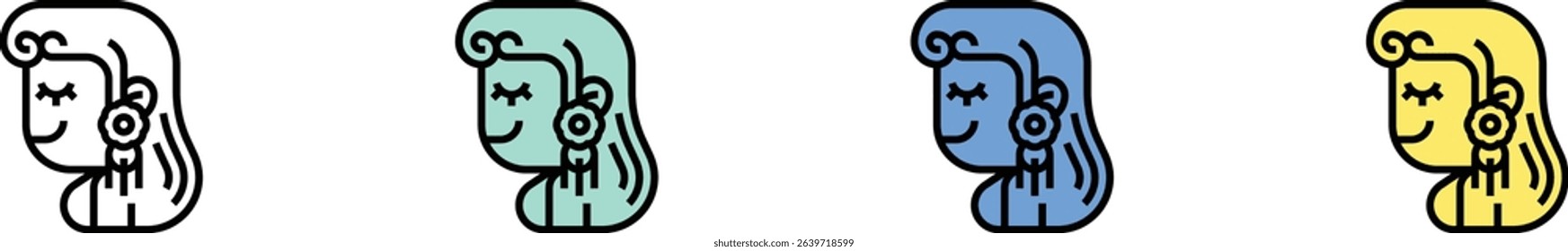 earrings icon. Outline, Green, Blue and Yellow Style Design Isolated On White Background