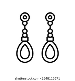 Earrings icon Outline set in black and white color