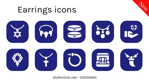  earrings icon set. 10 filled earrings icons. Simple modern icons about  - Necklace, Bracelet, Jewelry, Earrings