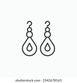 Earrings icon set in black color