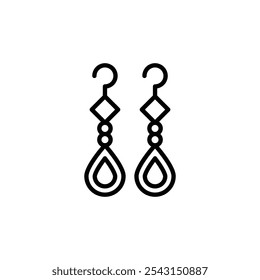 Earrings icon set. outlined and solid filled versions.