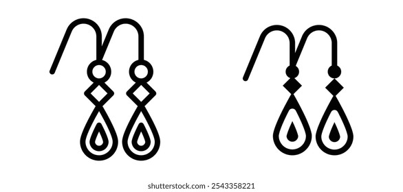 Earrings icon symbol collection on white background.