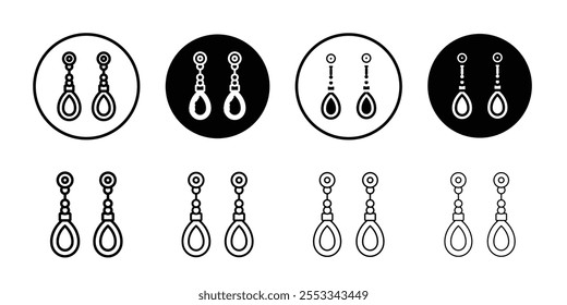 Earrings icon Thin line vector illustration set