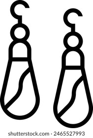 Ohrringe Symbol. Dünnes lineares Design isoliert auf weißem Hintergrund