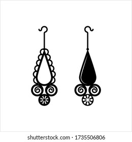 Earrings Icon, Earrings Vector Art Illustration