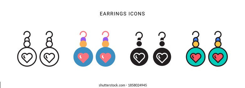 earrings icon vector with different style design. isolated on white background