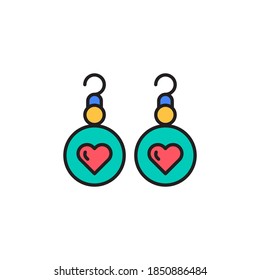 earrings icon vector. filled outline style design. isolated on white background