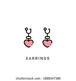 earrings icon vector illustration. earrings icon Lineal Color design.