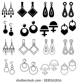 Earrings icon vector set. jewelry illustration sign collection.