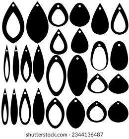 Earrings icon vector set. Teardrop earrings illustration sign collection. Bijouterie symbol or logo.