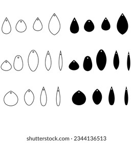 Earrings icon vector set. Teardrop earrings illustration sign collection. Bijouterie symbol or logo.