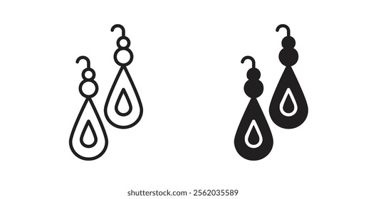 Earrings icons in flat and line style set.