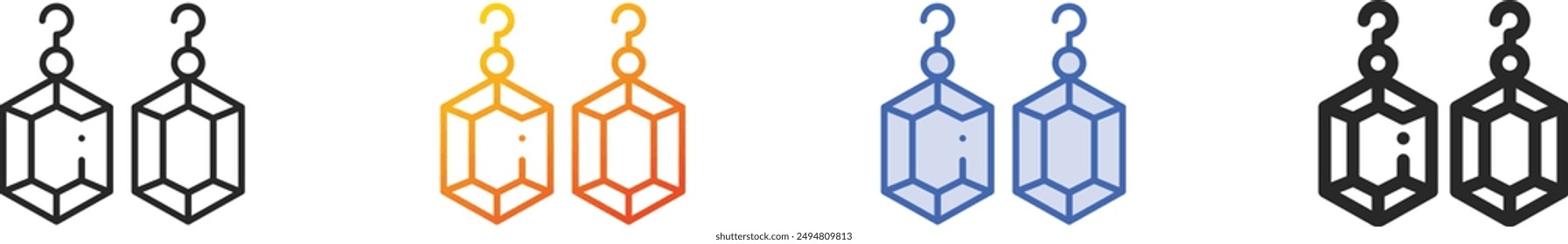 earrings icon.Thin Linear, Gradient, Blue Stroke and bold Style Design Isolated On White Background