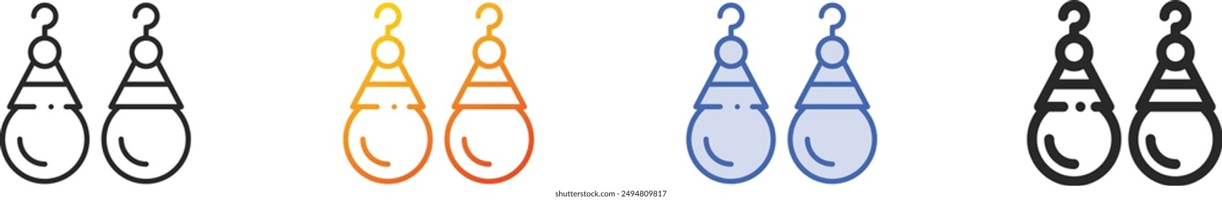 earrings icon.Thin Linear, Gradient, Blue Stroke and bold Style Design Isolated On White Background