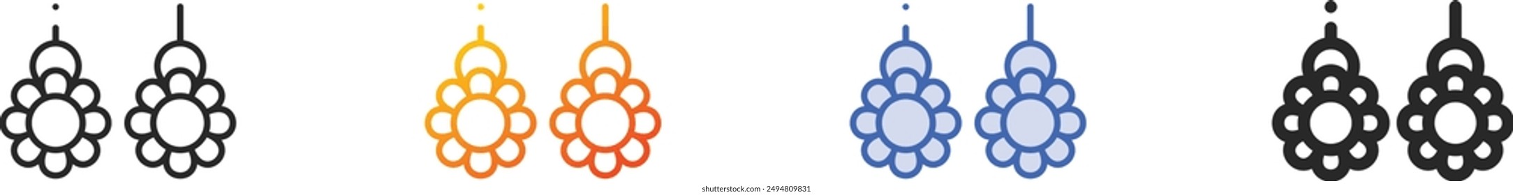 earrings icon.Thin Linear, Gradient, Blue Stroke and bold Style Design Isolated On White Background