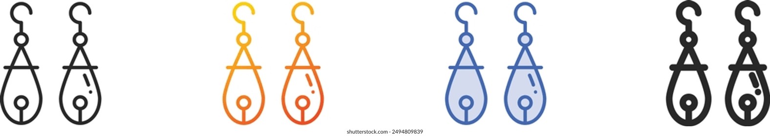 earrings icon.Thin Linear, Gradient, Blue Stroke and bold Style Design Isolated On White Background