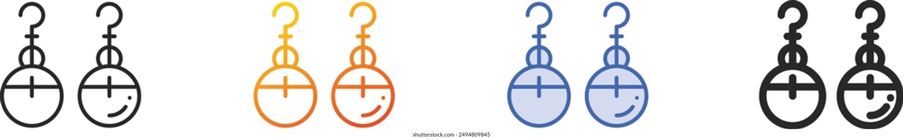 earrings icon.Thin Linear, Gradient, Blue Stroke and bold Style Design Isolated On White Background