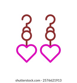 Earrings illustration with heart shape design jewelry