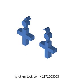 Earrings isometric left top view 3D icon