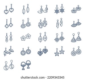 Earrings and jewellery icon set