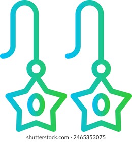 Earrings jewelry icon with blue and green gradient outline style. pearl, jewelry, pendant, diamond, gift, gold, luxury. Vector Illustration