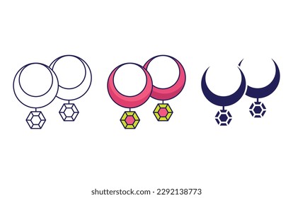 Earrings line and solid illustration icon