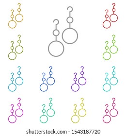 Earrings multi color icon. Simple thin line, outline vector of beauty icons for ui and ux, website or mobile application
