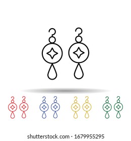 Earrings multi color icon. Simple thin line, outline vector of jewelry icons for ui and ux, website or mobile application