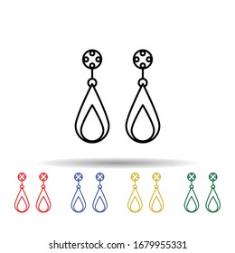 Earrings multi color icon. Simple thin line, outline vector of jewelry icons for ui and ux, website or mobile application