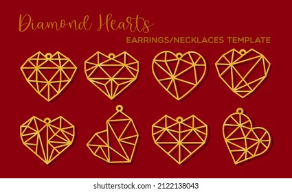 Earrings or necklaces in the shape of a heart template. Template is suitable for creating fashion and charm jewellery earrings, necklace or bracelet