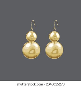 Earrings on an isolated background. Vector illustration, drawing in a flat style, cartoon. Jewelry, pearls, earrings, fashion