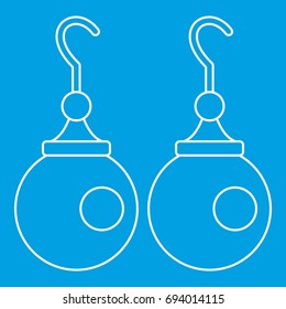 Earrings with pearls icon blue outline style isolated vector illustration. Thin line sign
