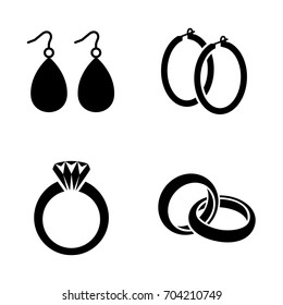 Earrings and rings vector icons