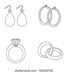 Earrings and rings vector icons