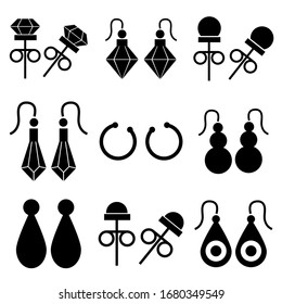 Earrings set icon, logo isolated on white background