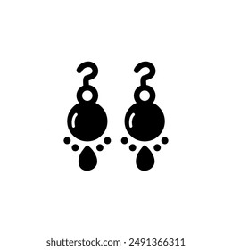 Earrings silhouette icon. Simple element illustration from woman clothing concept icons.Black dangling earrings editable logo sign symbol. 