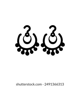 Earrings silhouette icon. Simple element illustration from woman clothing concept icons.Black dangling earrings editable logo sign symbol. 