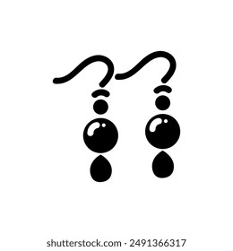 Earrings silhouette icon. Simple element illustration from woman clothing concept icons.Black dangling earrings editable logo sign symbol. 