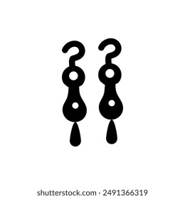 Earrings silhouette icon. Simple element illustration from woman clothing concept icons.Black dangling earrings editable logo sign symbol. 