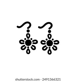 Earrings silhouette icon. Simple element illustration from woman clothing concept icons.Black dangling earrings editable logo sign symbol. 