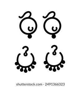 Earrings silhouette icon. Simple element illustration from woman clothing concept icons.Black dangling earrings editable logo sign symbol. 