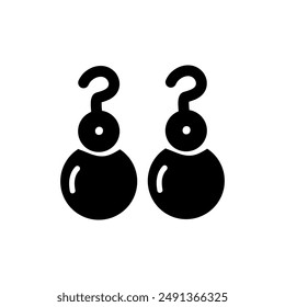 Earrings silhouette icon. Simple element illustration from woman clothing concept icons.Black dangling earrings editable logo sign symbol. 