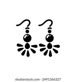 Earrings silhouette icon. Simple element illustration from woman clothing concept icons.Black dangling earrings editable logo sign symbol. 