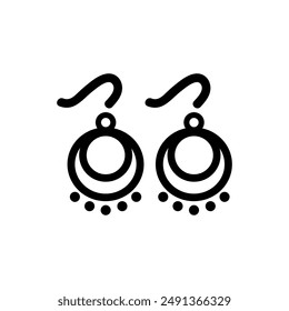 Earrings silhouette icon. Simple element illustration from woman clothing concept icons.Black dangling earrings editable logo sign symbol. 