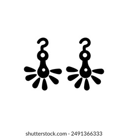 Earrings silhouette icon. Simple element illustration from woman clothing concept icons.Black dangling earrings editable logo sign symbol. 