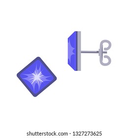 Earrings. Stud, blue, sapphire. Jewelry concept. Vector illustration can be used for topics like jewel shop, expensive gift, precious stone