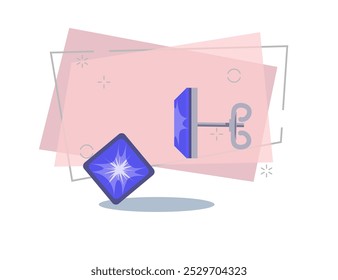 Pendientes. Stud, azul, zafiro. Concepto de joyería. La Ilustración vectorial se puede utilizar para temas como joyería, regalo costoso, piedra preciosa