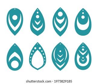 Earrings template. Beautiful hanging earring designs Isolated on white background. svg