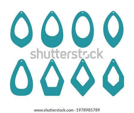 Earrings template. Beautiful hanging earring designs Isolated on white background.