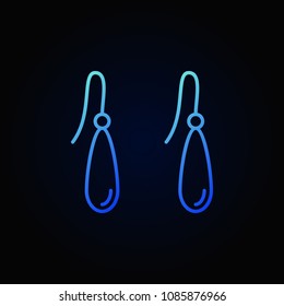 Earrings vector blue outline icon or logo element on dark background